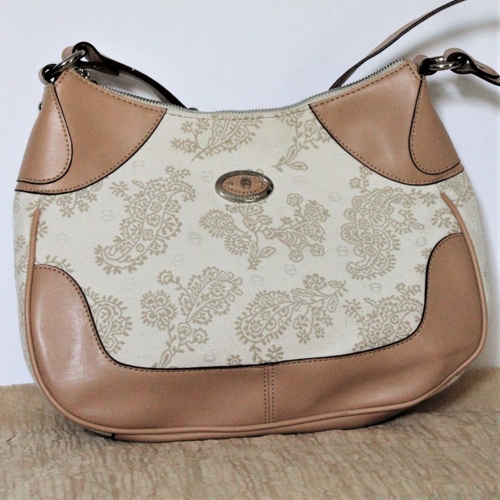 Etienne Aigner Tan and Cream Shoulder Bag